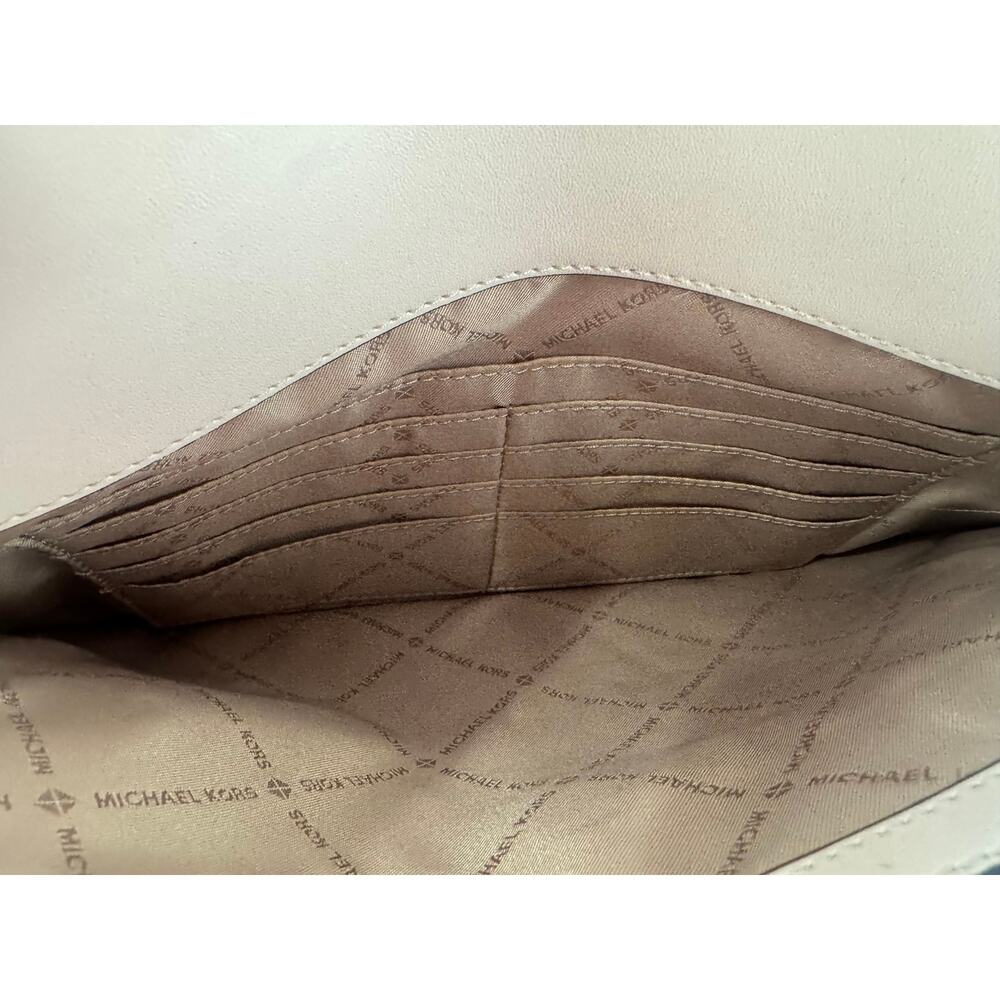 Michael Kors Signature Wristlet Wallet Beige MK Monogram Flap Clutch - Picture 6 of 6